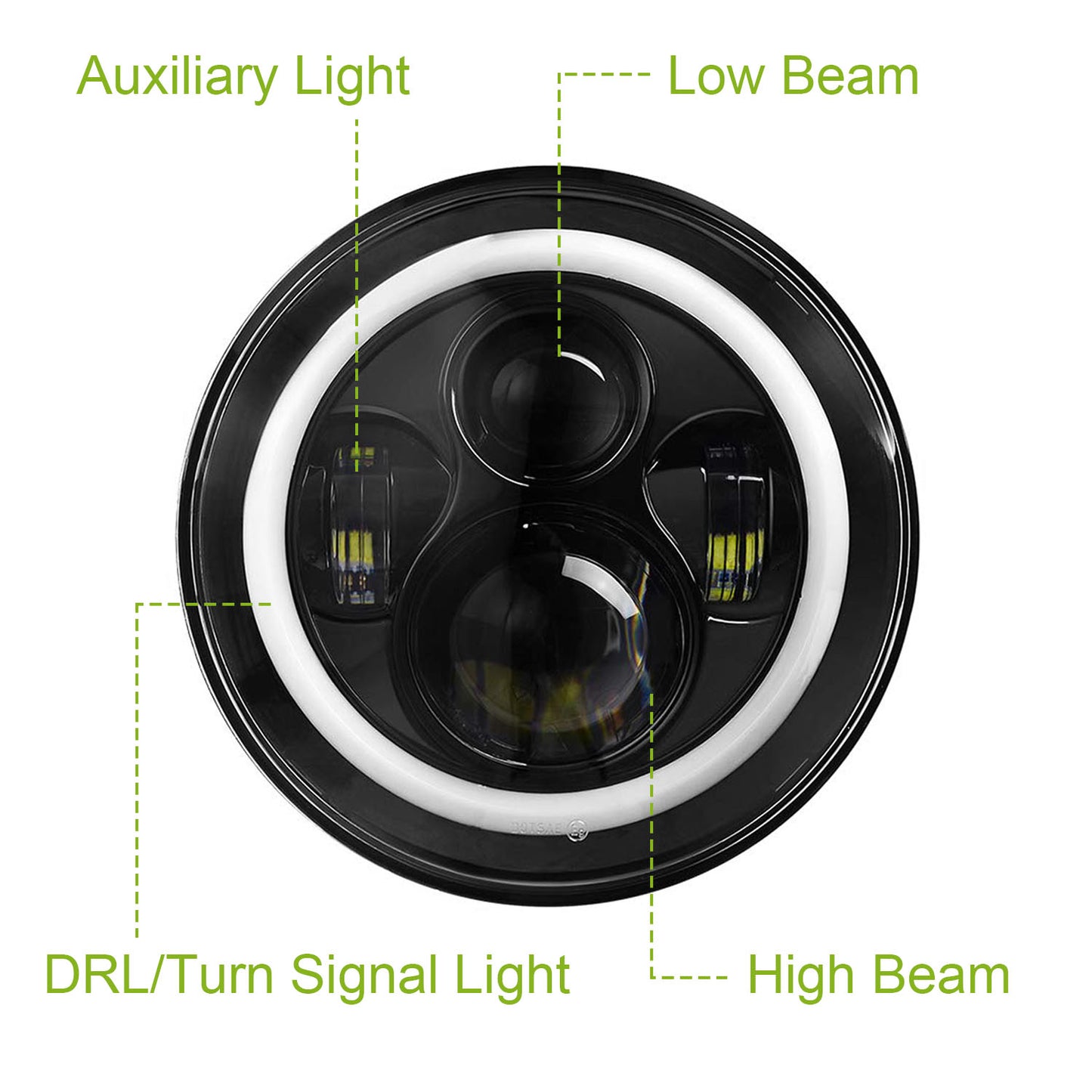 2Pc 7in 6000LM LED HEADLIGHT FOR GM C10 AND JEEP