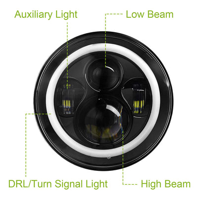 2Pc 7in 6000LM LED HEADLIGHT FOR GM C10 AND JEEP