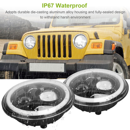 2Pc 7in 6000LM LED HEADLIGHT FOR GM C10 AND JEEP