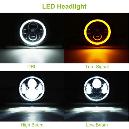 2Pc 7in 6000LM LED HEADLIGHT FOR GM C10 AND JEEP