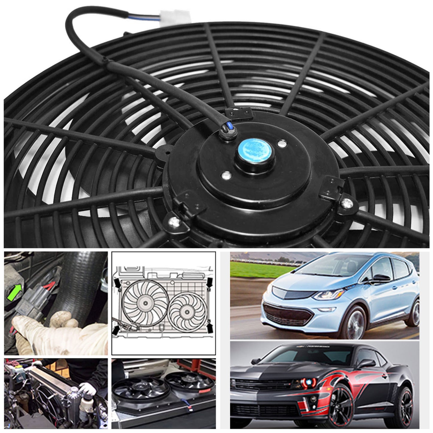 16 IN ELECTRIC RADIATOR FAN W. THERMOSTAT AND MOUNTING KIT UNIVERSAL