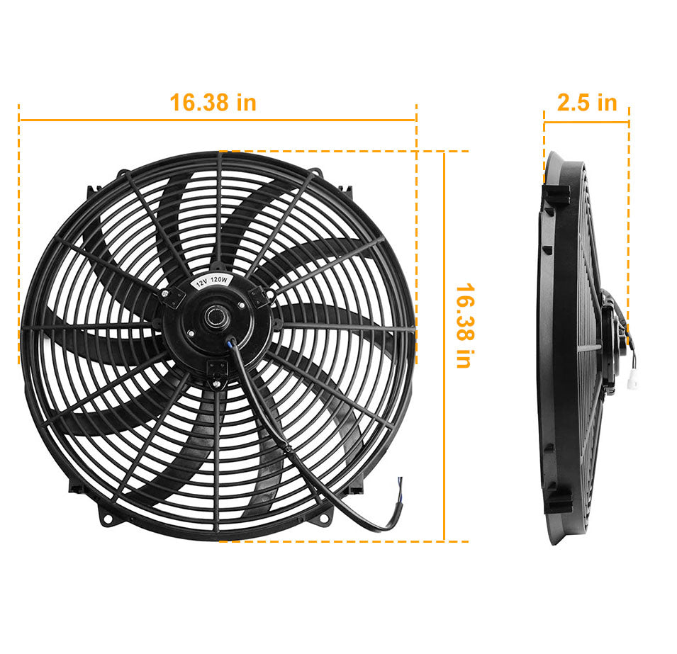 16 IN ELECTRIC RADIATOR FAN W. THERMOSTAT AND MOUNTING KIT UNIVERSAL