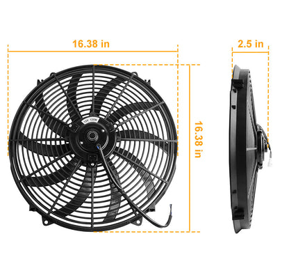 16 IN ELECTRIC RADIATOR FAN W. THERMOSTAT AND MOUNTING KIT UNIVERSAL